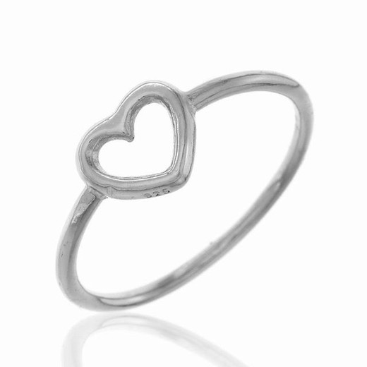 anel de coração de prata