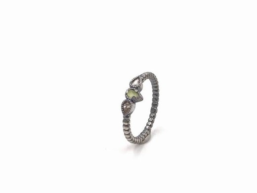 Bague argent minimal Raive oeil de chat vert