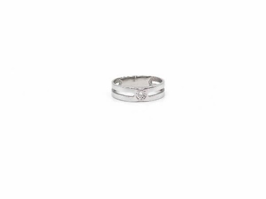 Bague en or 18 carats pour femme zircons plaqués rhodium