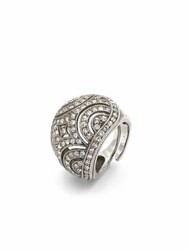 Bague volumineuse en argent sertie de zircons