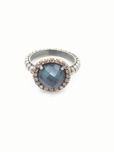 Anillo plata mujer cuarzo, lapislazuli y piedra luna