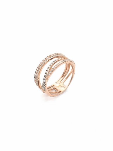 Anillo de plata chapado en oro rosa y circonitas engastadas