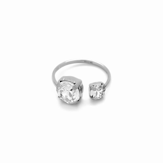 Rhodium-Silberring mit weißen Swarovski®-Kristallen