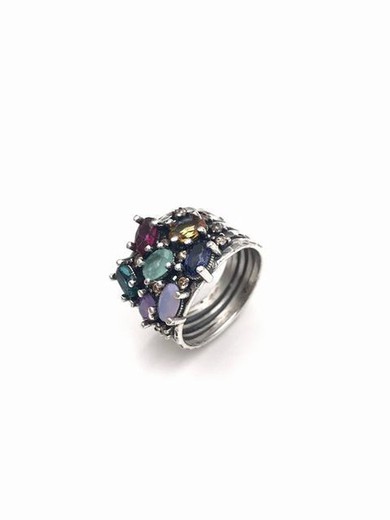 Top Bague zircons multicolores