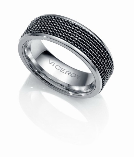 Anillo Viceroy acero texturizado en Ip negro