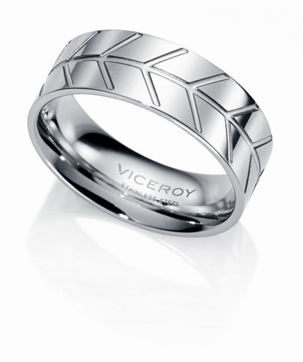 Viceroy-Ring aus Stahl mit niedrigen Relieflinien