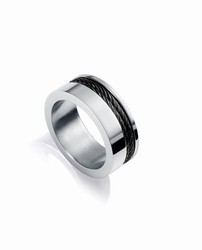 Anillo Viceroy en acero y cable en Ip negro