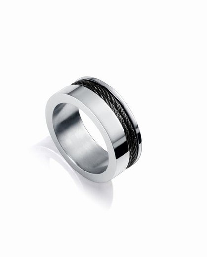 Viceroy-Ring aus Stahl und schwarzem IP-Kabel