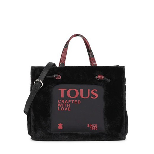 Bolso shopping Tous Amaya Fur negro