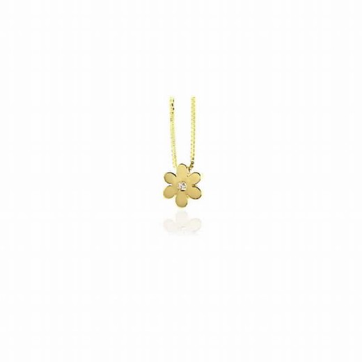 Pendentif mini fleur en or et brillants