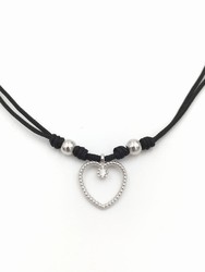 Colgante de plata con corazon, en nylon