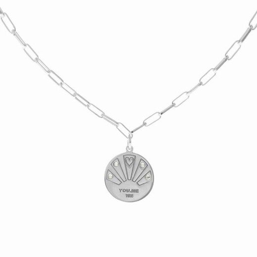 Anhänger aus Rhodiumsilber mit Medaille und Zirkonen