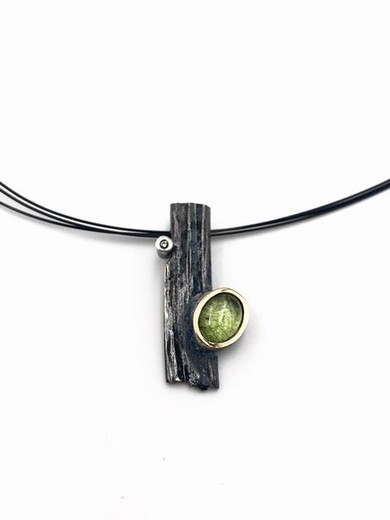 Pendentif en argent sterling olivine avec brillant