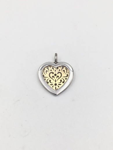 Pendentif en argent et or Finor en forme de cœur.