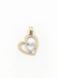 Colgante Finor en oro 18k doble corazon y brillante