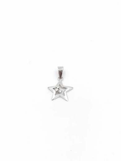 Colgante oro blanco 18 k con brillantes en forma de estrella