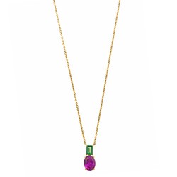 Colgante plata de ley Pink & Green