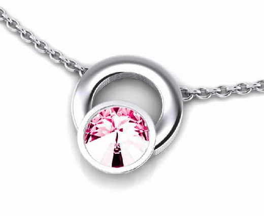 Pendentif femme quirat rhodié avec cristal Swarovski