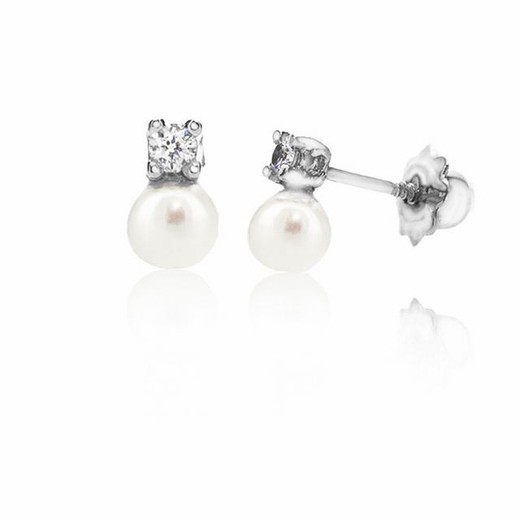 Boucles d'oreilles bébé toi et moi or blanc 18 carats et diamants