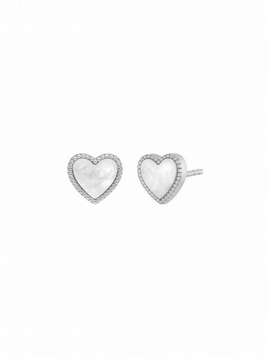 Boucles d'oreilles en forme de cœur en argent sterling rhodié