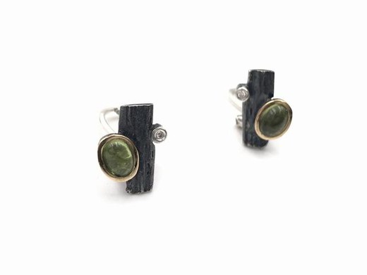 Boucles d'oreilles olivine en argent sterling avec brillant