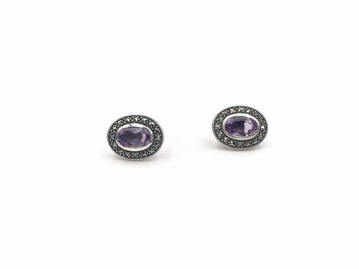 Boucles d'oreilles violettes en argent sterling