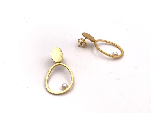 Pendientes largos plata Gold Travesa Pearls