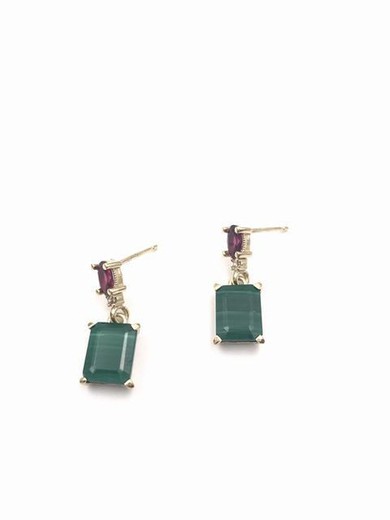 Boucles d'oreilles longues en malachite de Malaisie