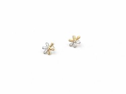 Boucles d'oreilles pour femmes en or 18 carats combiné avec forme de fleur