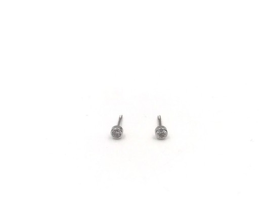 Pendientes oro blanco chatón 3 mm