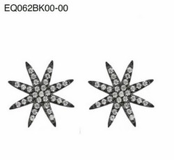 Silberne Ohrringe mit Ruthenium und weißen Zirkonen