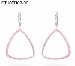 Boucles d'oreilles longues en argent plaqué or rose avec zircons lilas