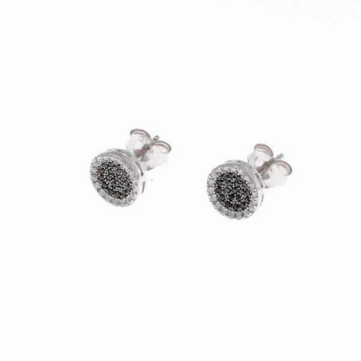 Salvatore-Ohrringe aus rhodiniertem Silber mit weißen und schwarzen Zirkonen