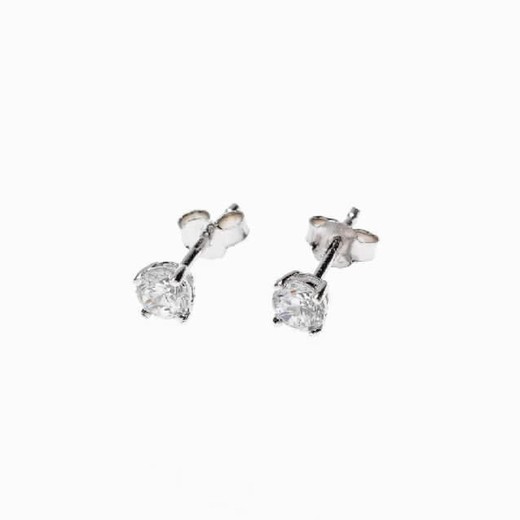 Unisex-Ohrringe aus rhodiniertem Silber mit Zirkonen