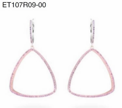 Pendientes largos de plata chapada en oro rosa con circonitas lilas