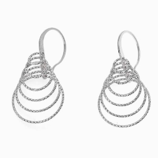 Boucles d'oreilles longues avec créoles en argent diamant