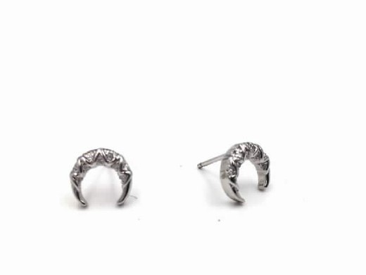 Boucles d'oreilles Moon en argent rhodié et zircons