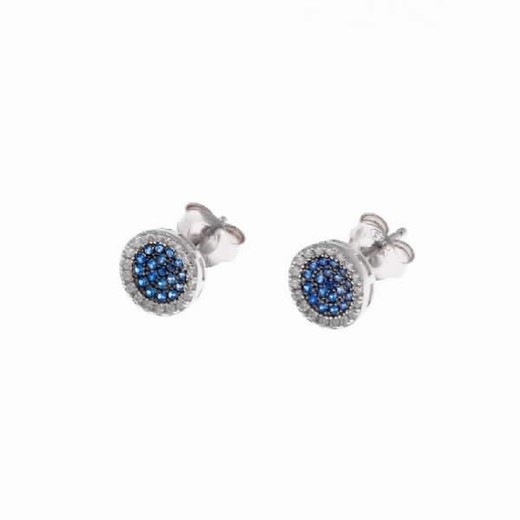 Salvatore-Ohrringe aus rhodiniertem Silber mit weißen und blauen Zirkonen