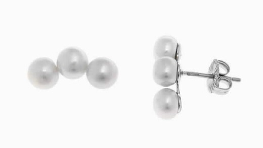 Damenohrringe aus rhodiniertem Silber und Perlen