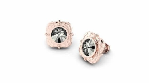 Boucles d'oreilles pour femme plaquées or rose avec cristal Swarovski