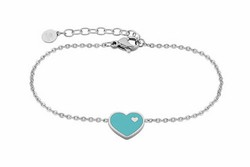 Pulsera Marea de acero con corazon esmaltado en azul