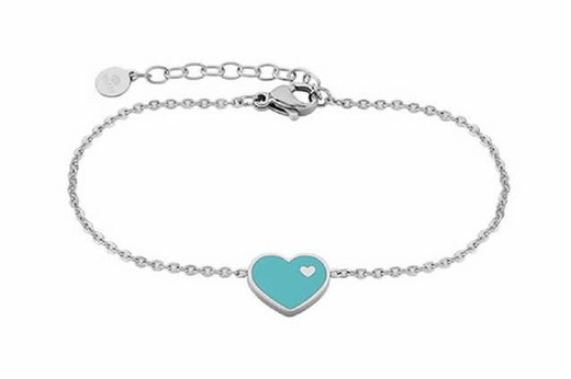 Bracelet Marea en acier avec coeur émaillé bleu