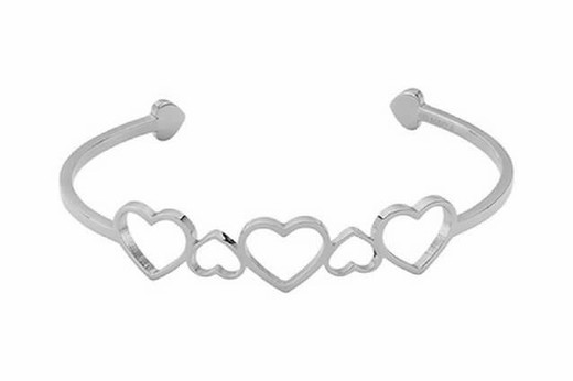 Pulsera Marea de acero rígida con corazones