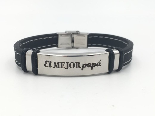 Pulseira de aço com mensagem The Best Dad