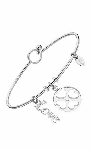 Pulsera rígida de lotus acero con charms