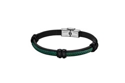 Pulsera Lotus Style LS1829 en acero con piel verde y negra