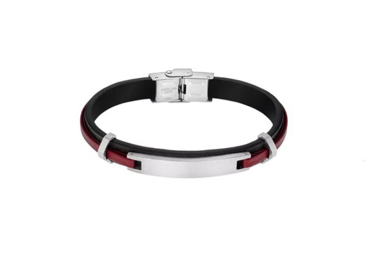 Pulsera Lotus Style Urban LS2400 con piel en color negro y rojo