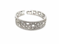 Bracelet rigide en argent serti de zircons