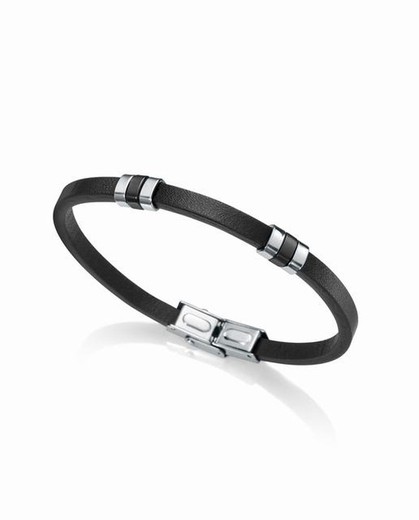 Bracelet Viceroy avec cuir noir et acier