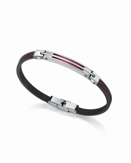 Schmales Viceroy-Armband aus schwarzem und rotem Leder